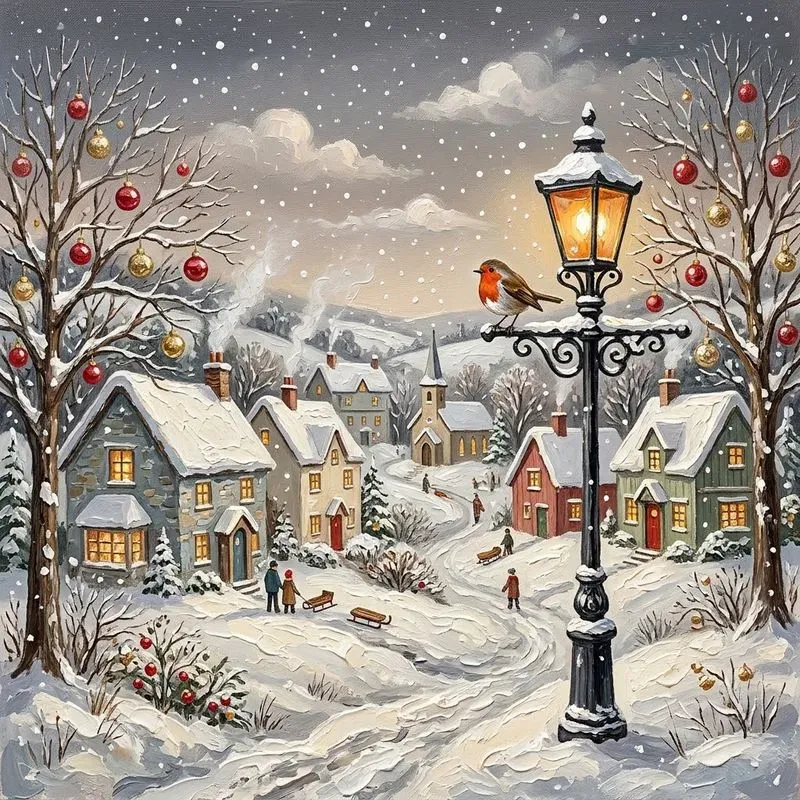 Whimsical Winter Village Art 31 Characters