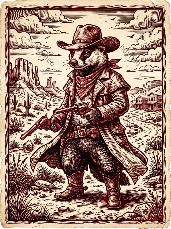Red Duotone Vintage Woodcut Art