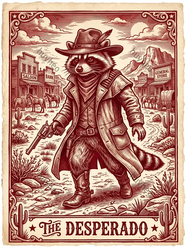 Red Duotone Vintage Woodcut Art