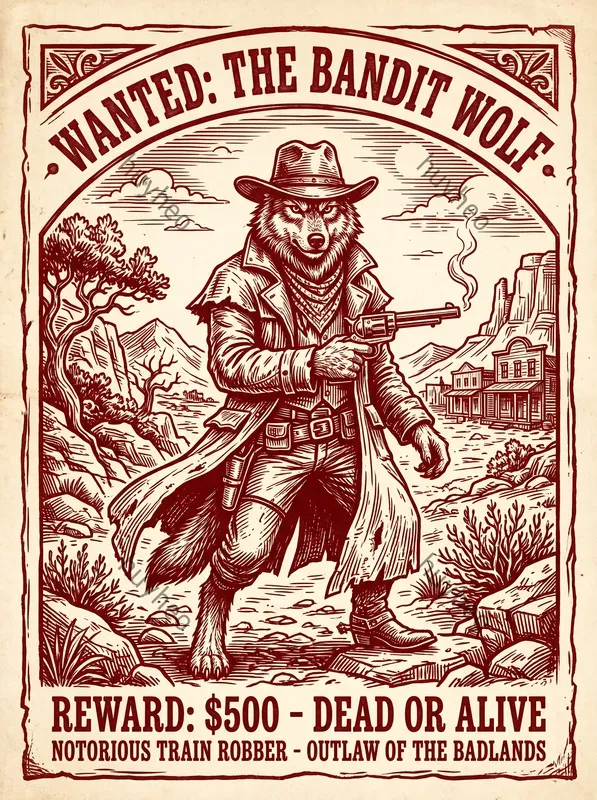 Red Duotone Vintage Woodcut Art