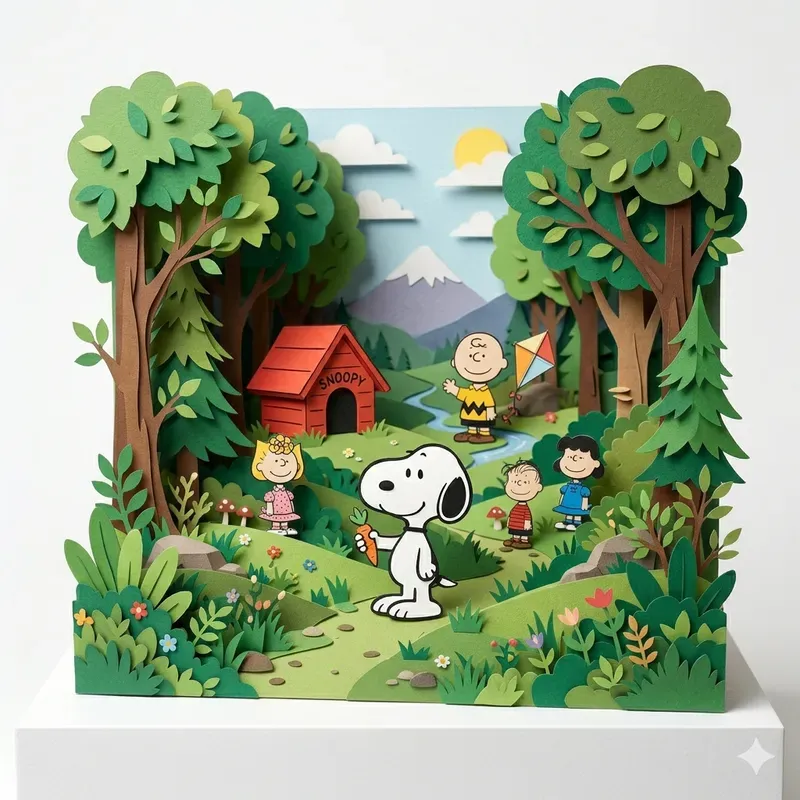 Cartoon Characters In Paper Dioramas
