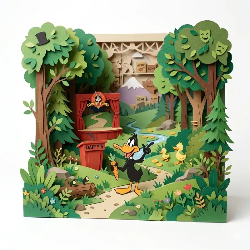 Cartoon Characters In Paper Dioramas