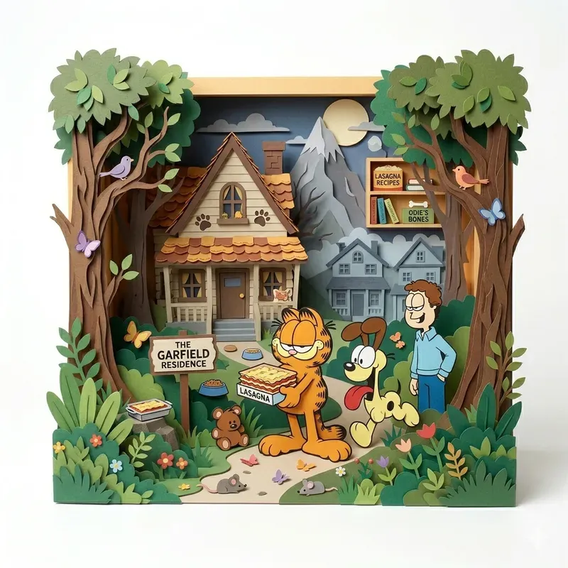 Cartoon Characters In Paper Dioramas