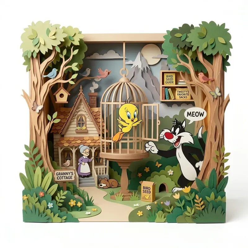 Cartoon Characters In Paper Dioramas