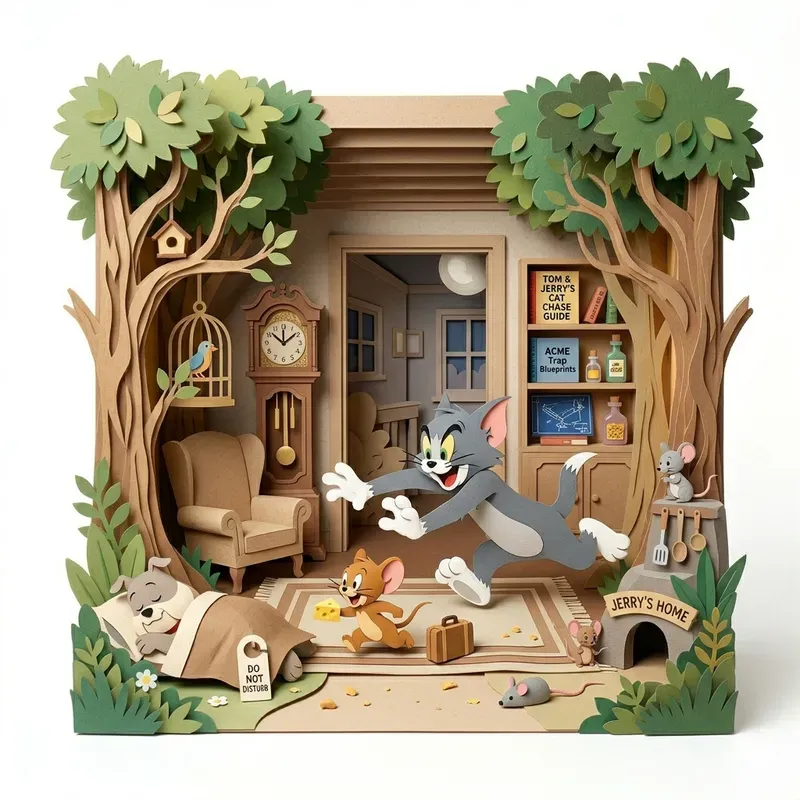 Cartoon Characters In Paper Dioramas