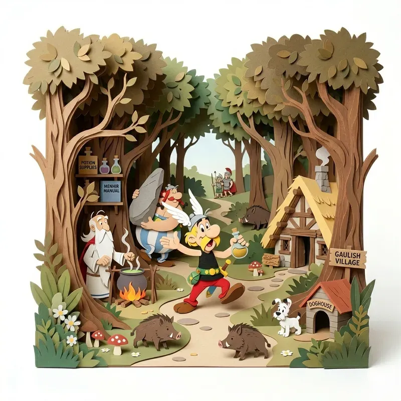 Cartoon Characters In Paper Dioramas