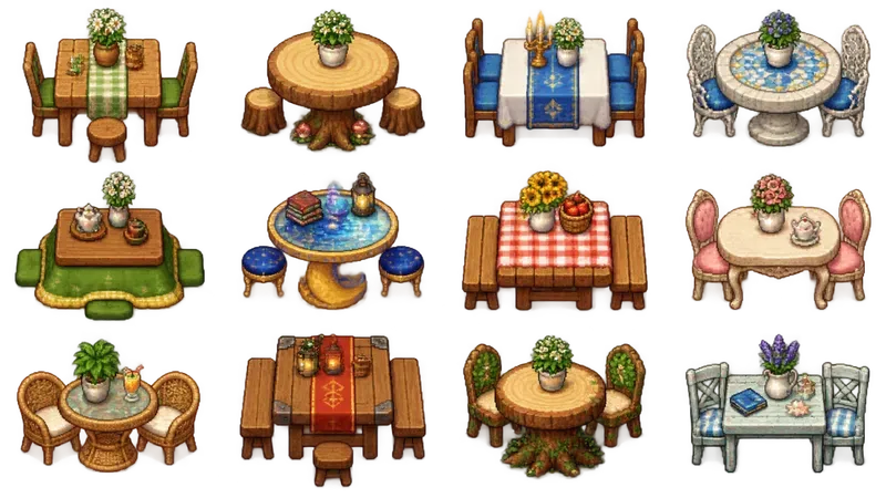 Cozy 16bit Furniture Sprite Sheets