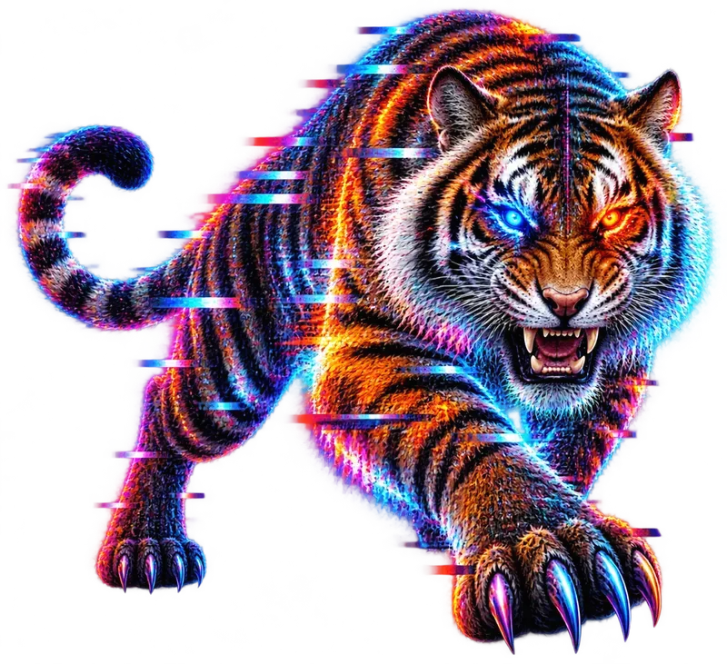 Glitch Cyberpunk Animal Cliparts
