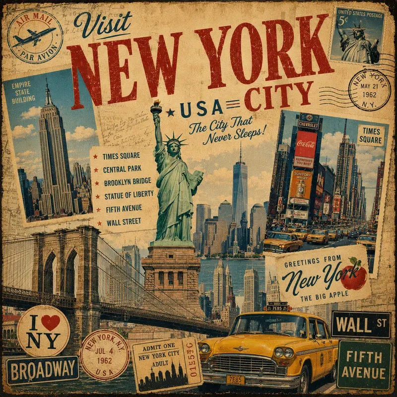 Vintage Landmark Collage Art