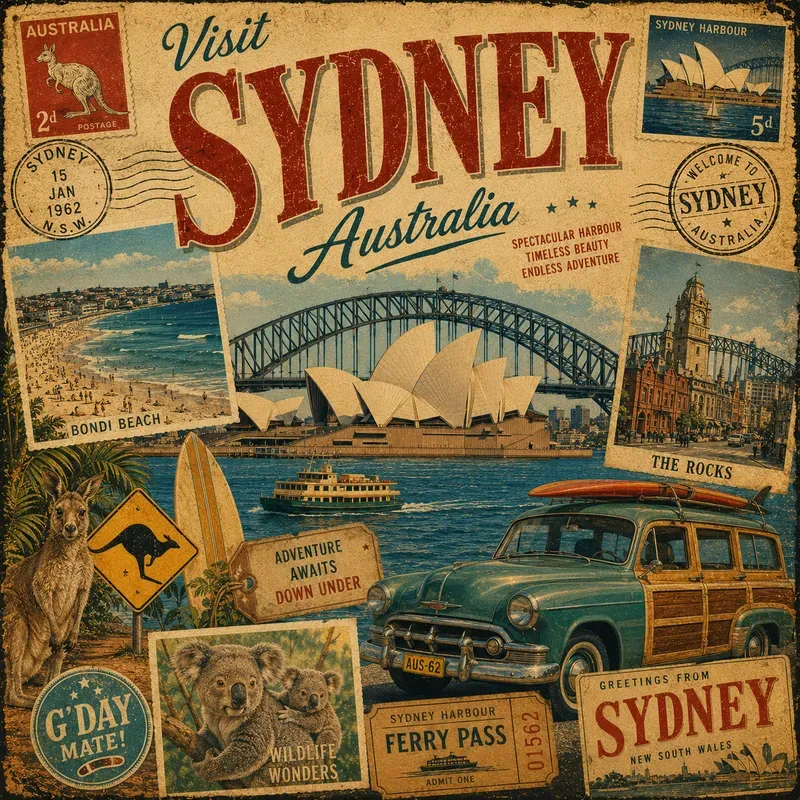 Vintage Landmark Collage Art