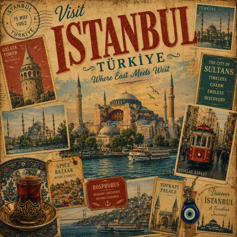 Vintage Landmark Collage Art