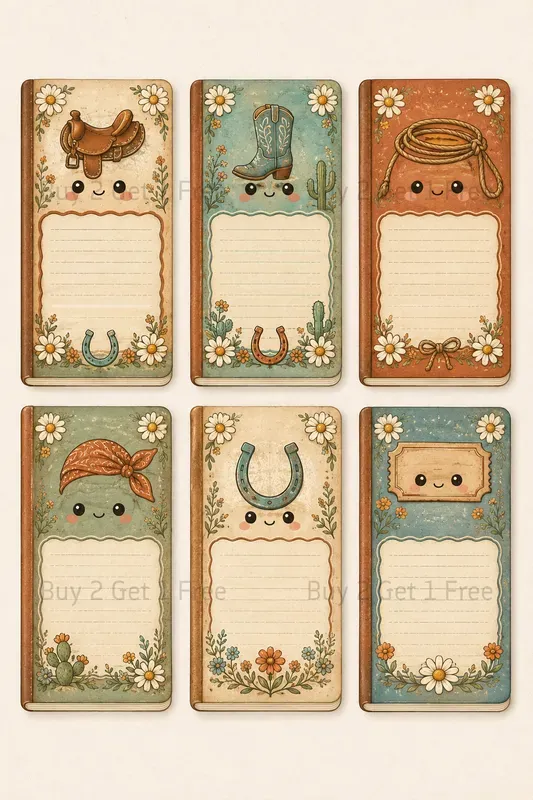 Western Printable Mini Notebook Covers