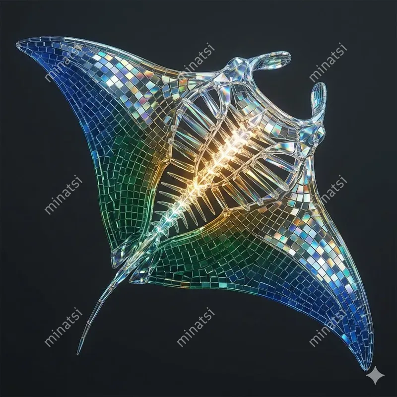 Glass Mosaic Animal Skeleton Art