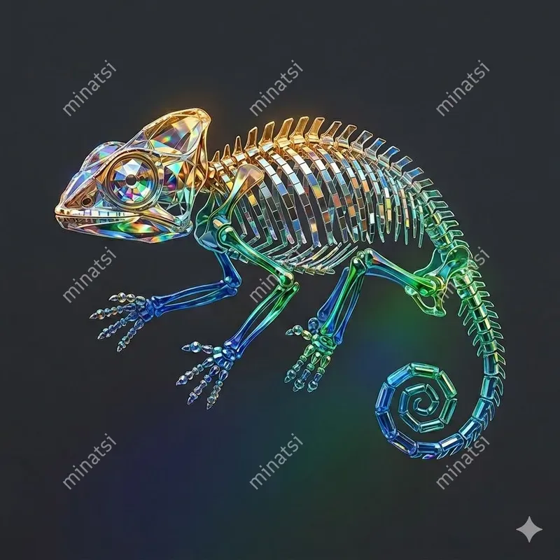 Glass Mosaic Animal Skeleton Art