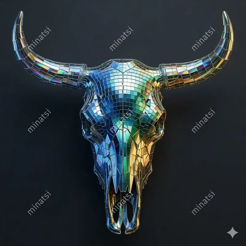 Glass Mosaic Animal Skeleton Art