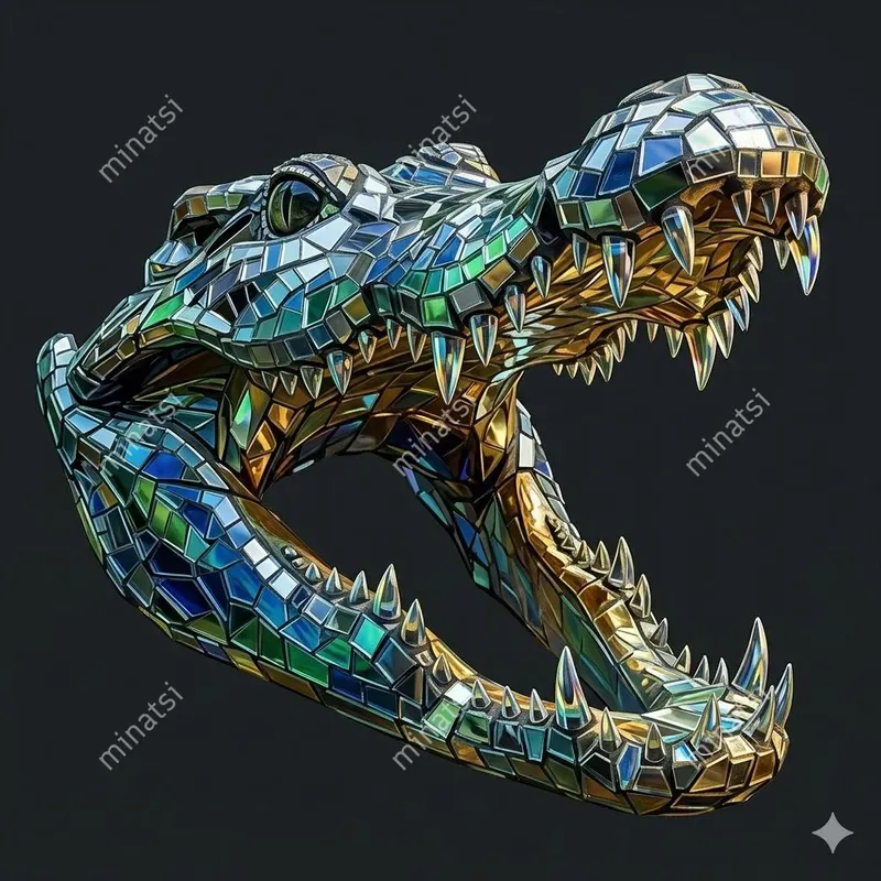 Glass Mosaic Animal Skeleton Art
