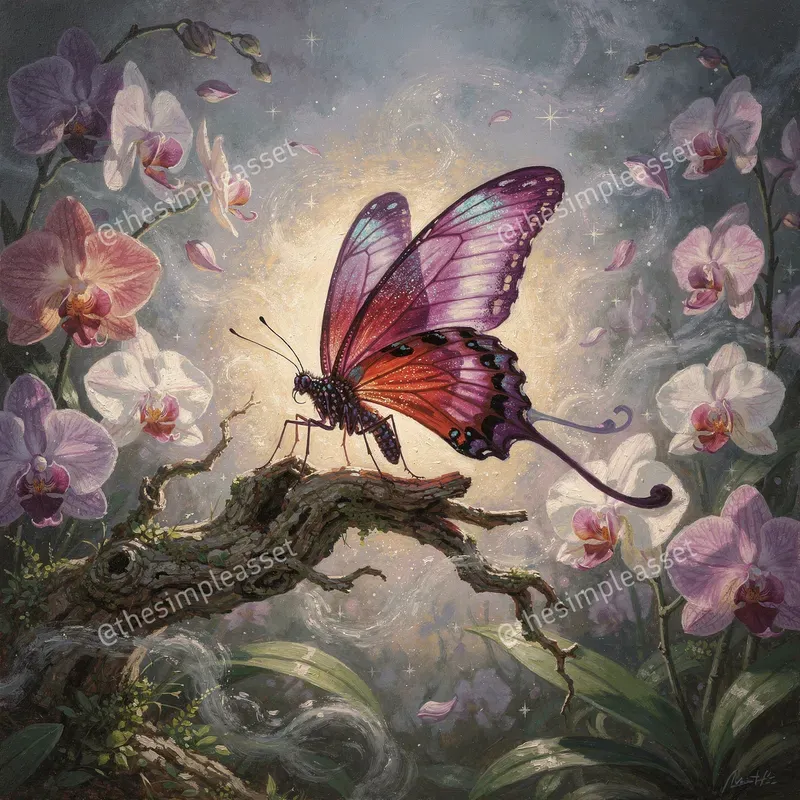Ethereal Exotic Butterfly Garden Art