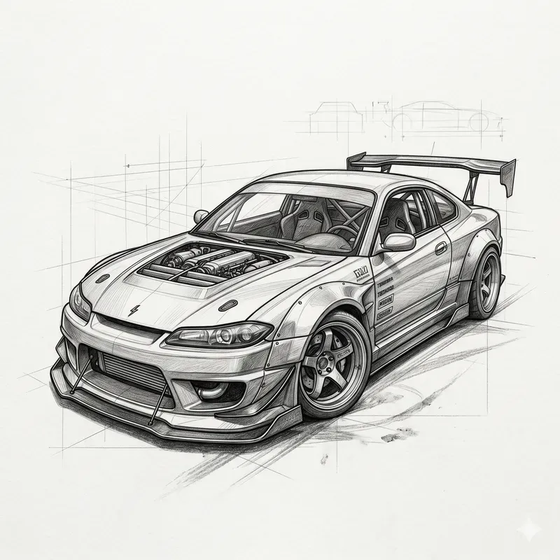 Pencil Sketch Car Designs