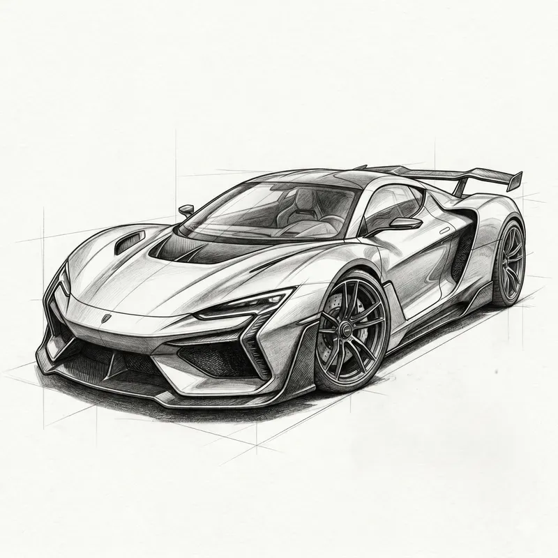Pencil Sketch Car Designs