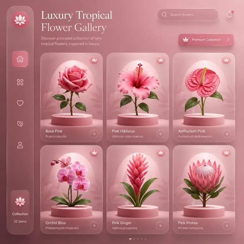 Modern Nature Catalog Card UI Showcases