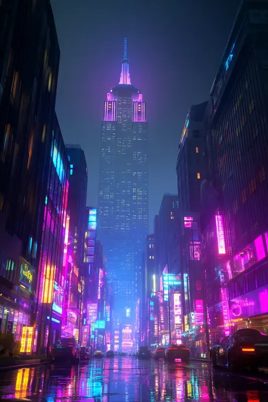 Futuristic Neon Monuments
