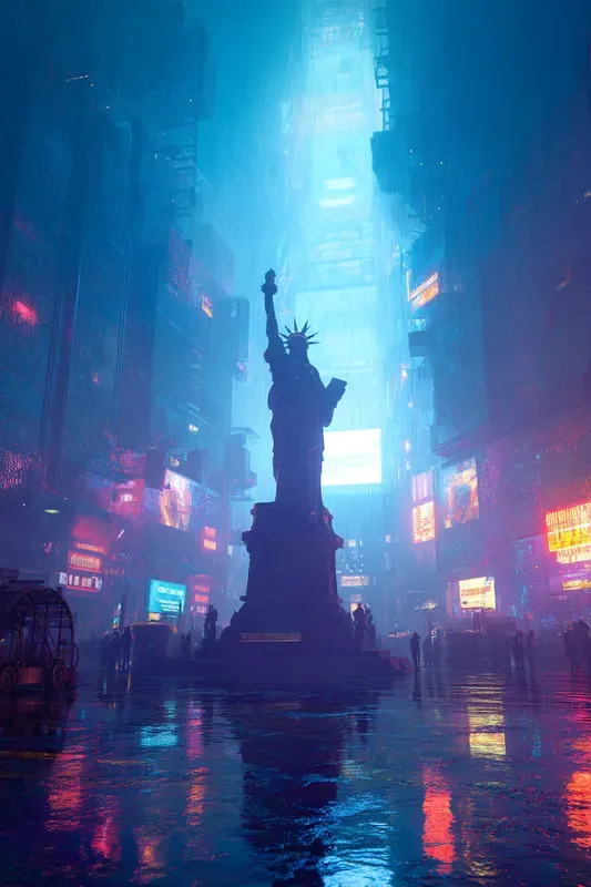 Futuristic Neon Monuments