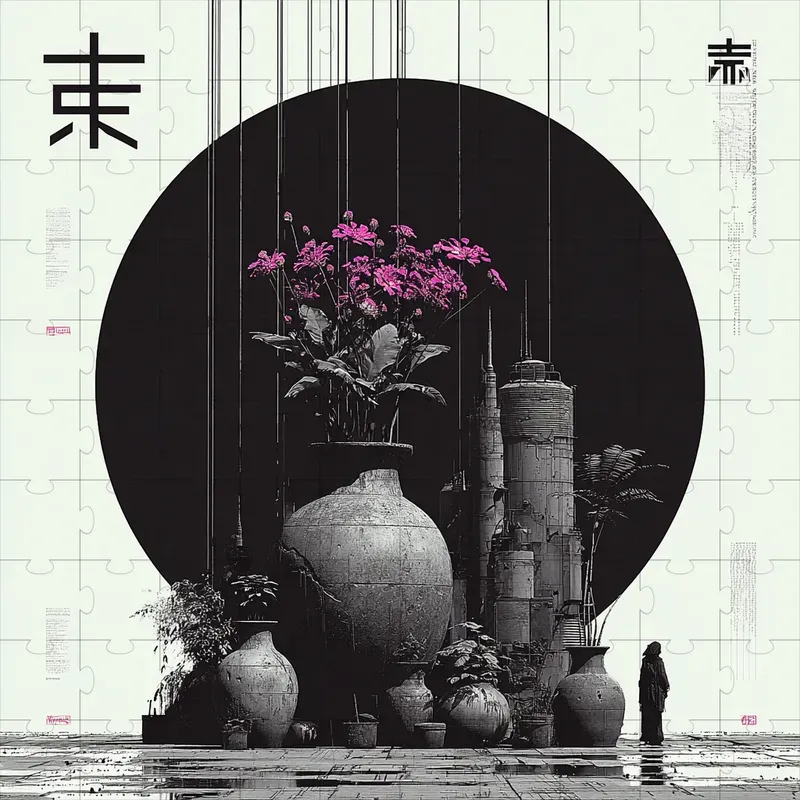 Monochrome Cyberpunk Ink Noir Posters