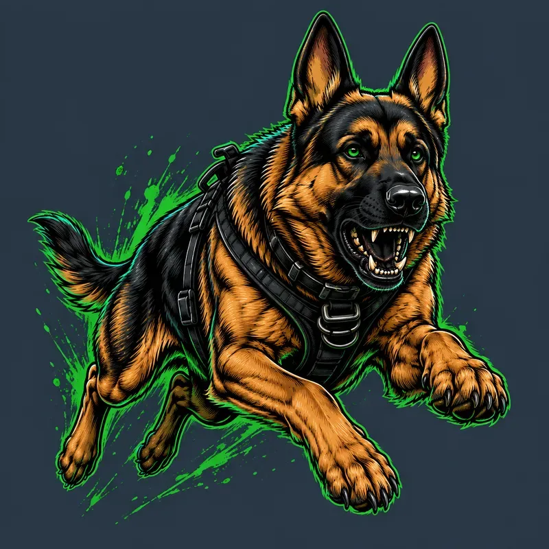 Fierce Guard Dog Tattoo Vector Art