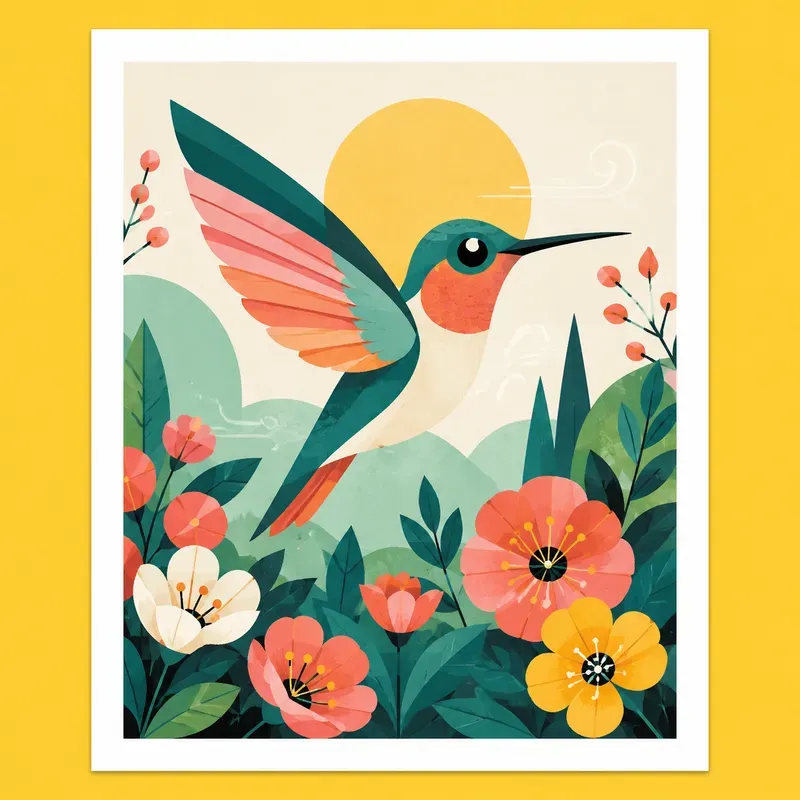 Geometric Bird Poster Art