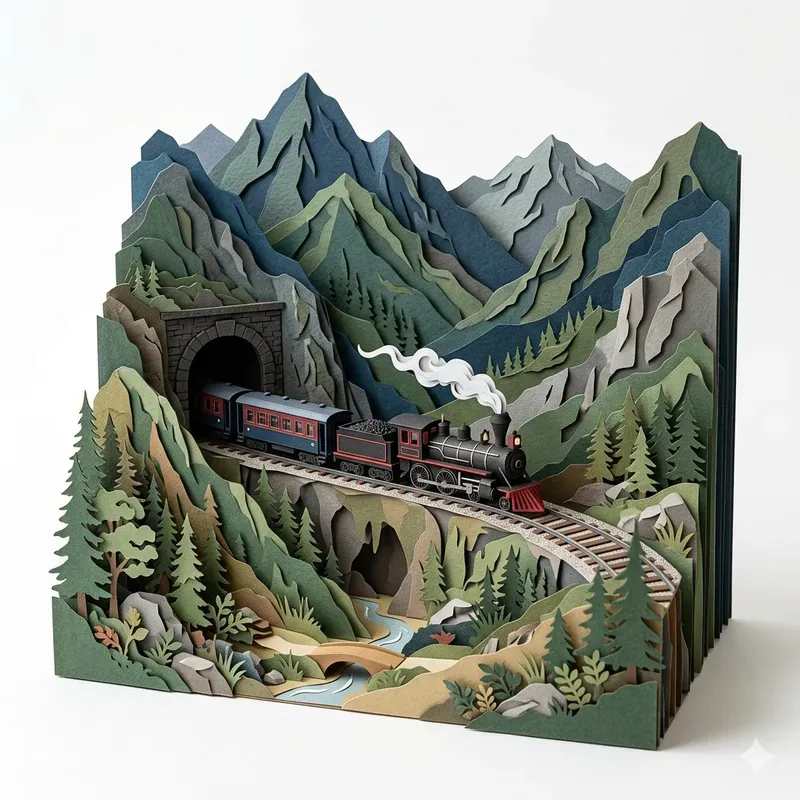 3D Paper Cut Diorama Sceneries