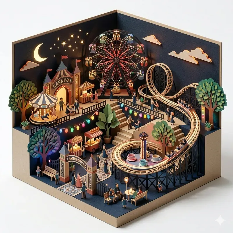 3D Paper Cut Diorama Sceneries