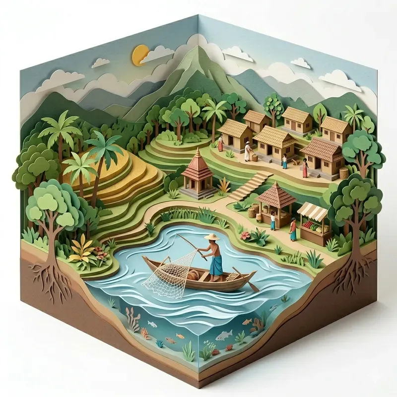3D Paper Cut Diorama Sceneries