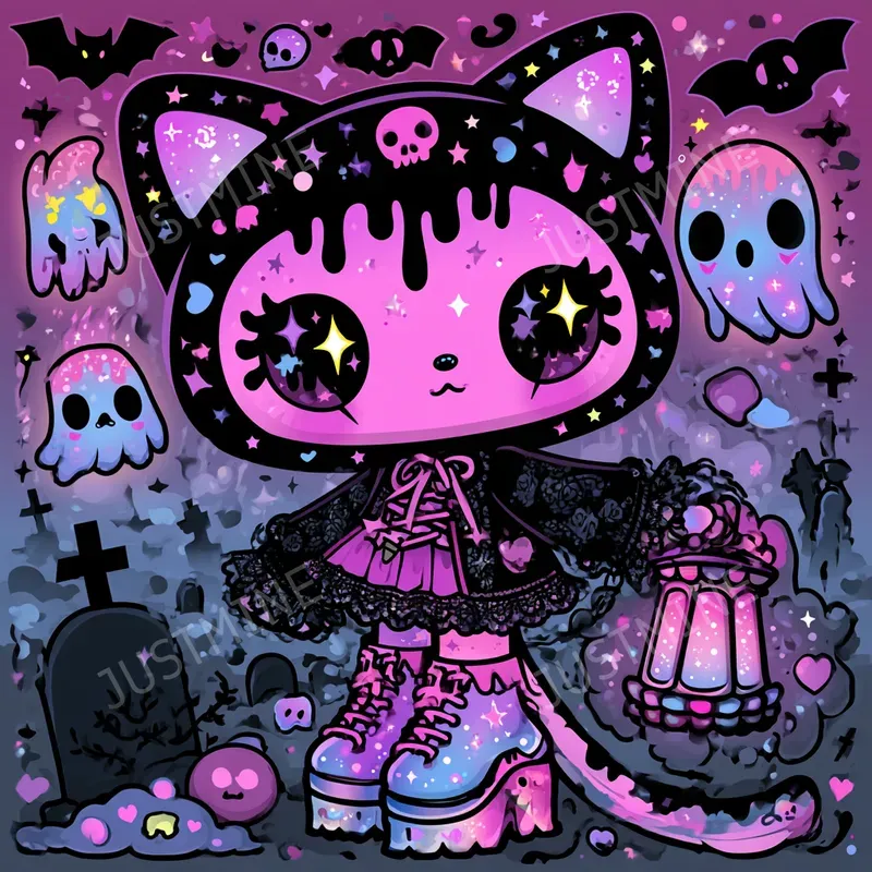 Gothic Kawaii Magicians Clipart