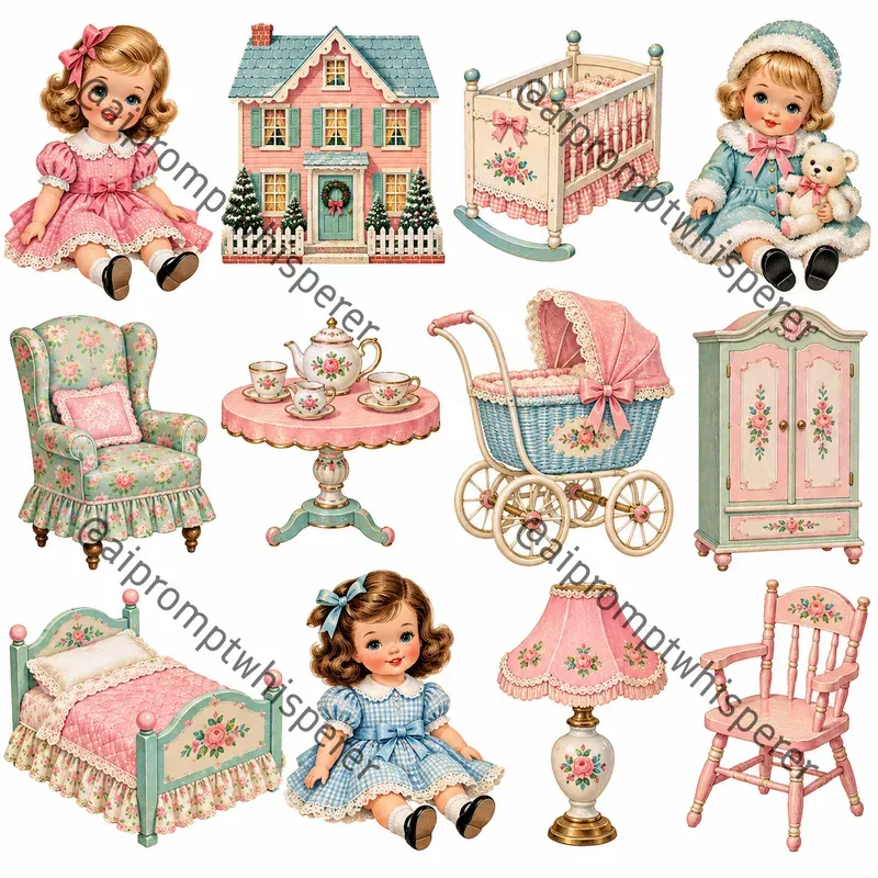 Retro Christmas Toys Clipart Sheets Etsy