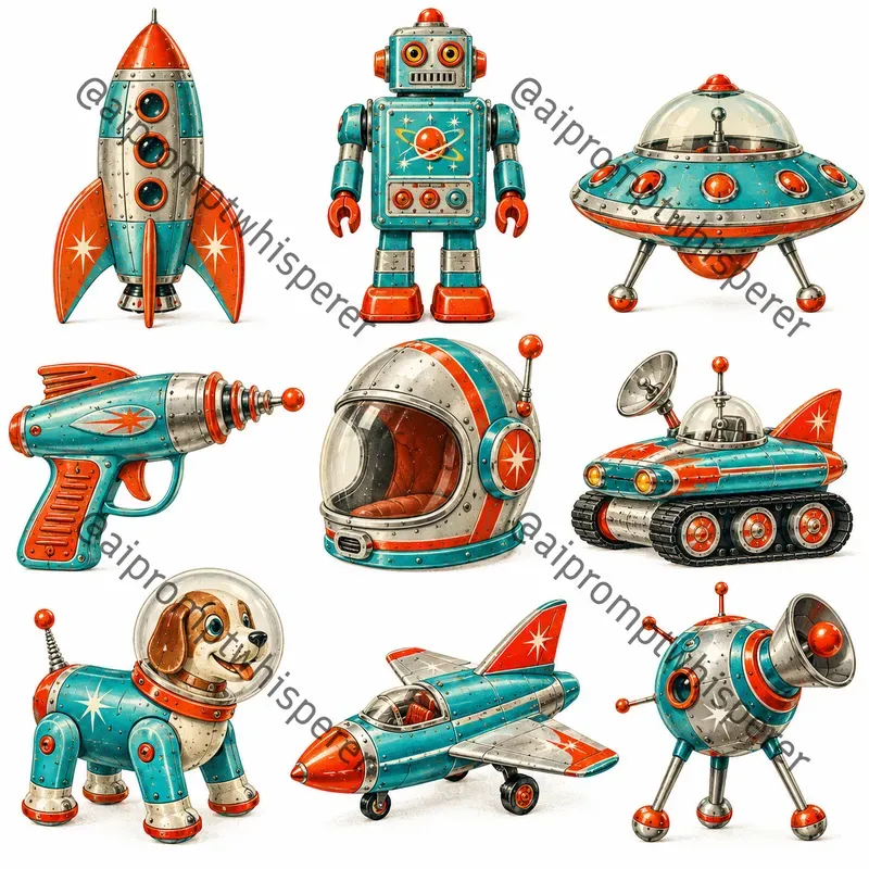Retro Christmas Toys Clipart Sheets Etsy
