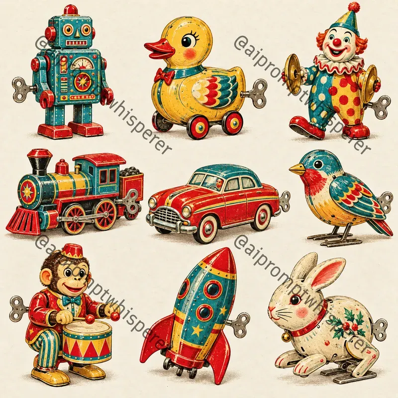 Retro Christmas Toys Clipart Sheets Etsy