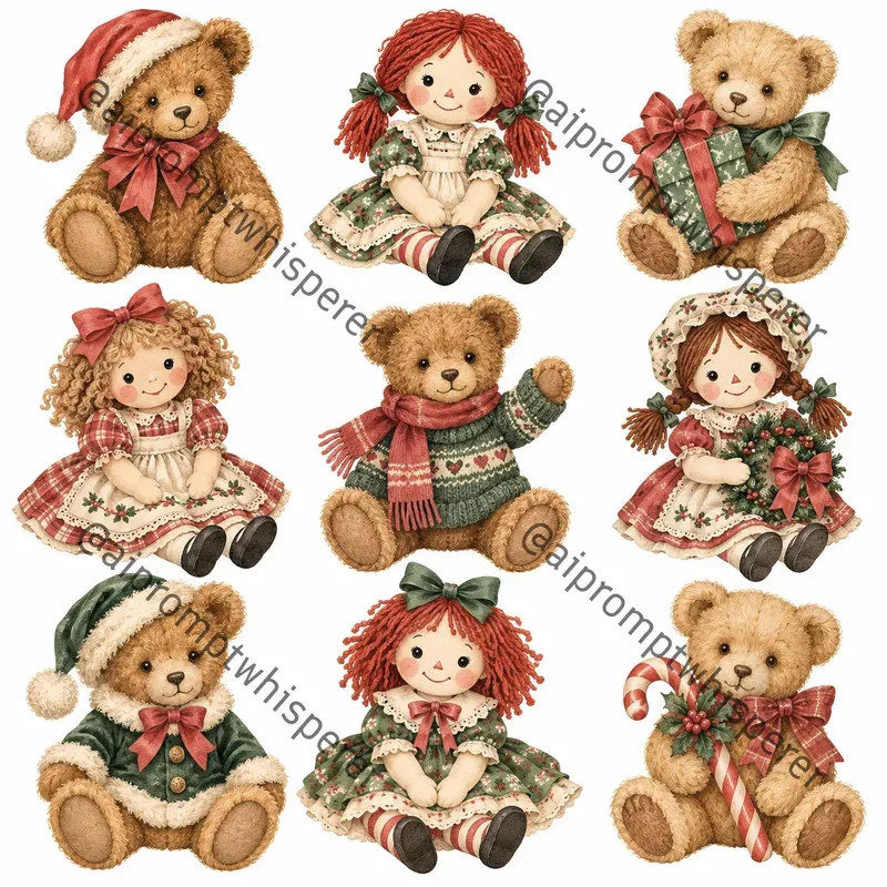 Retro Christmas Toys Clipart Sheets Etsy