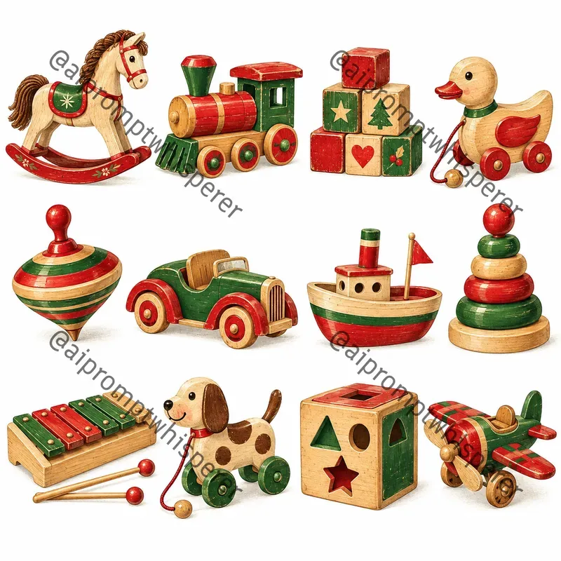 Retro Christmas Toys Clipart Sheets Etsy
