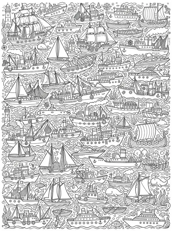 Clean Line Art Doodle Coloring Pages