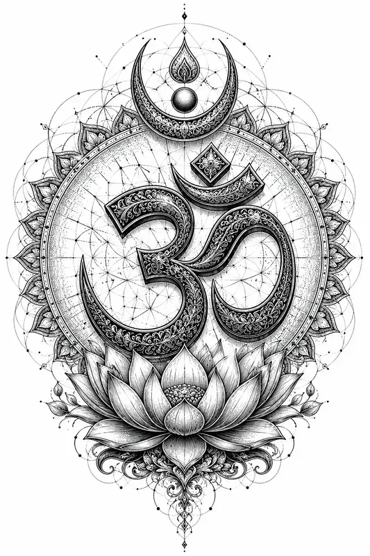 Sacred Hindu Blackwork Tattoo Designs