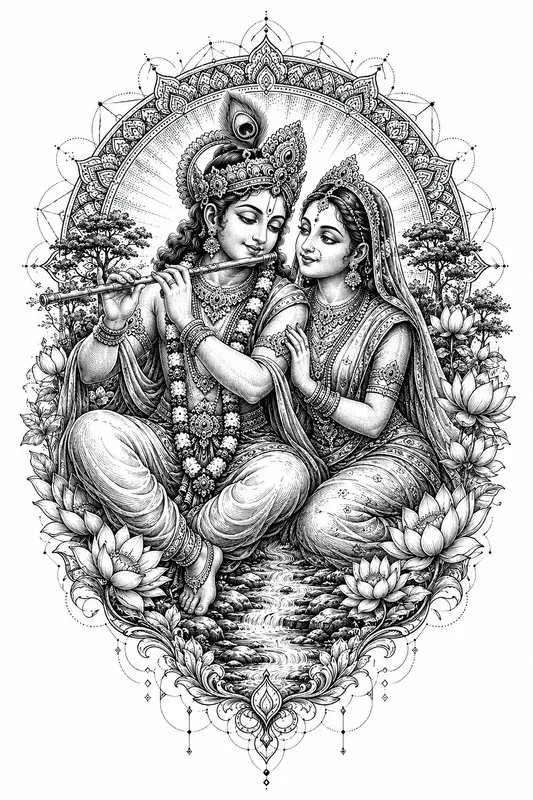 Sacred Hindu Blackwork Tattoo Designs