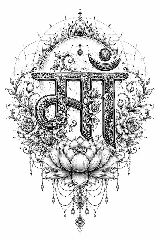 Sacred Hindu Blackwork Tattoo Designs
