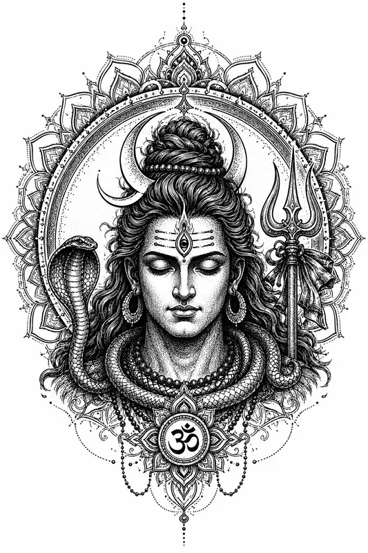 Sacred Hindu Blackwork Tattoo Designs