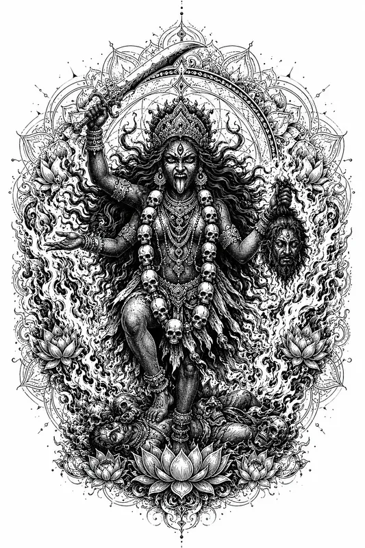Sacred Hindu Blackwork Tattoo Designs