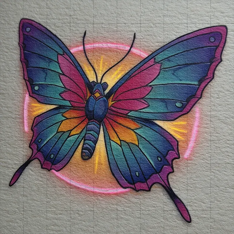 Neon Sticker Marker Tattoo Flashes