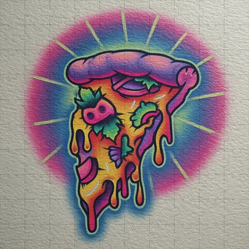 Neon Sticker Marker Tattoo Flashes