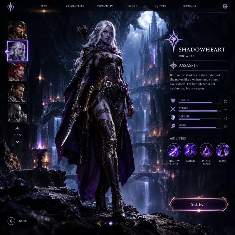 Video Game Character Selection Screens