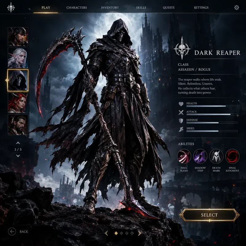 Video Game Character Selection Screens