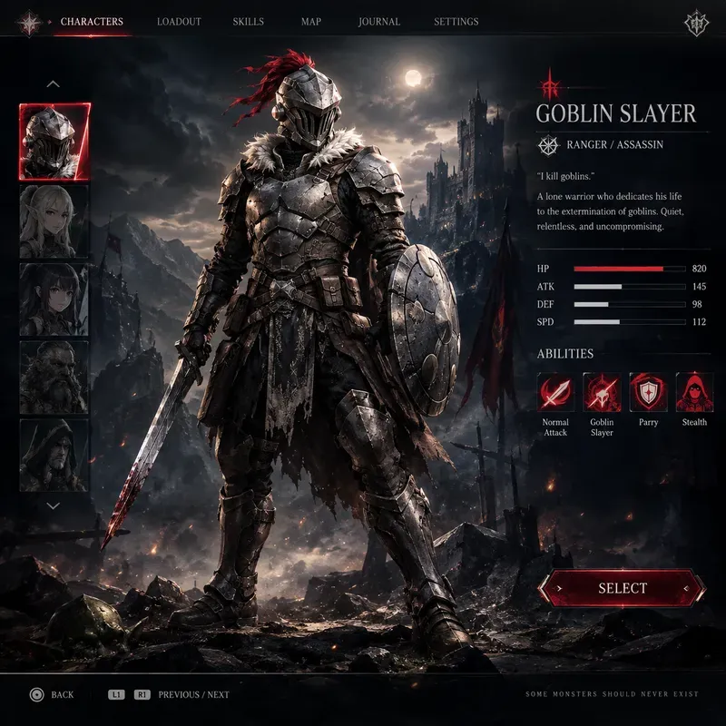 Video Game Character Selection Screens