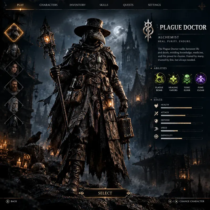 Video Game Character Selection Screens